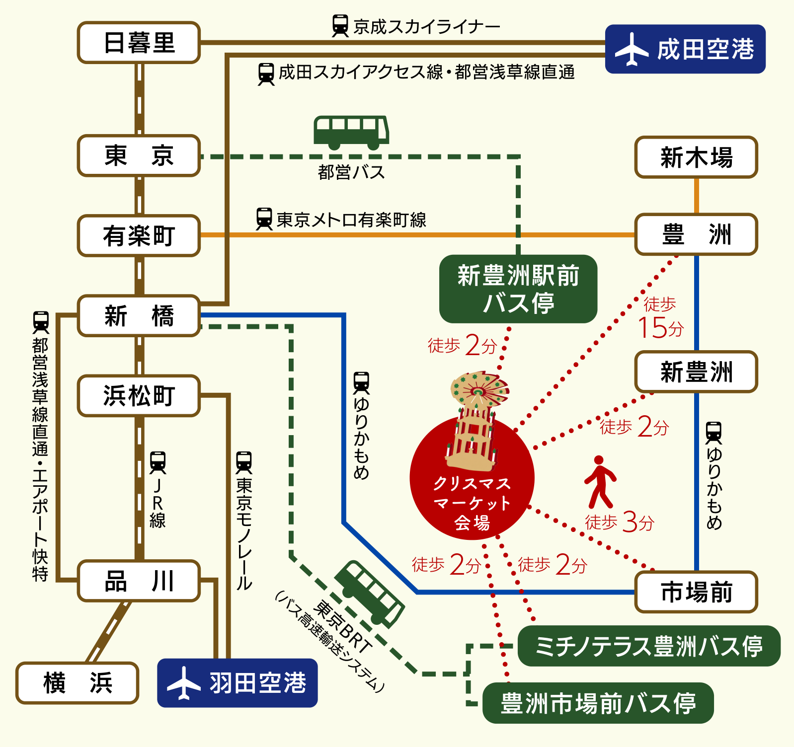 新豊洲会場への路線図